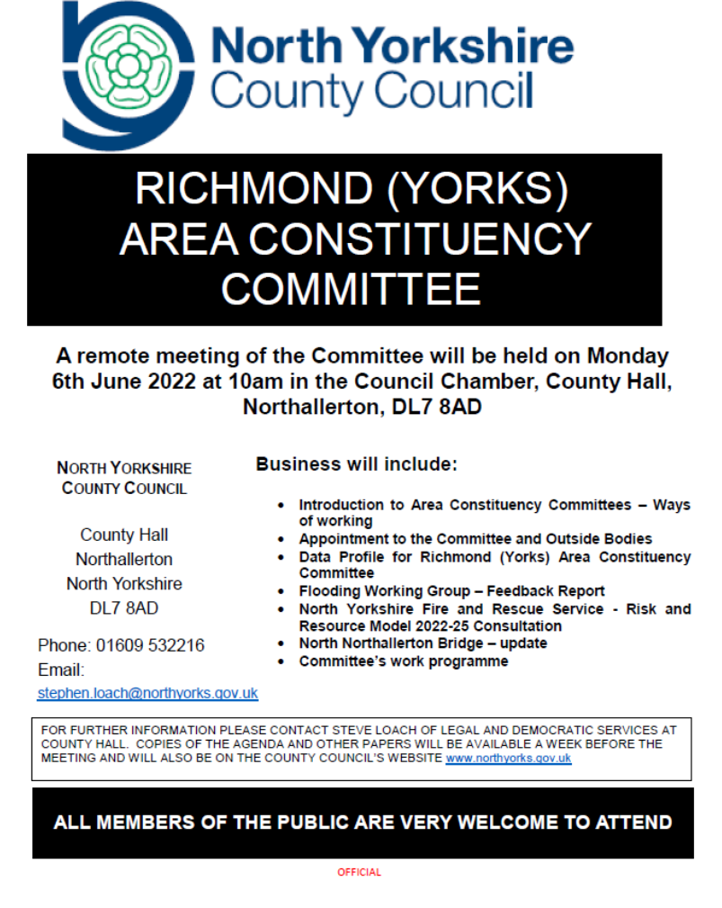 Notice of Richmond Area Constituency Committee meeting on 6 June 2022